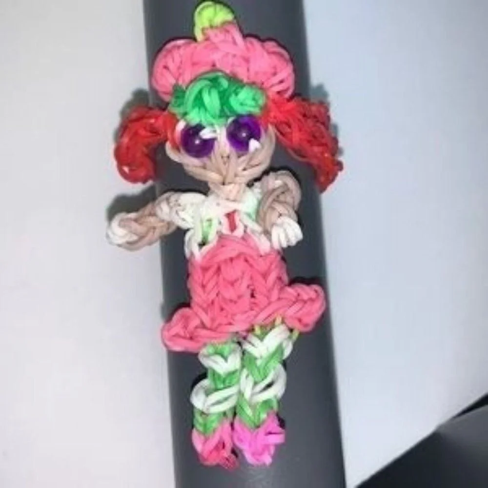 Strawberry Shortcake Rainbow Loom Bracelet Pink‎ Red Green Handmade Retro Unique